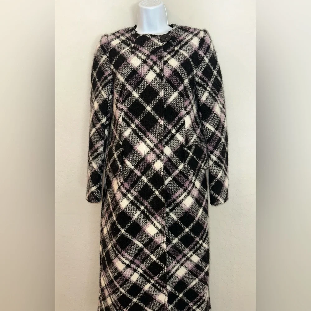 Kate Spade New York Plaid Print Boucle‎ Trench AS SEEN ON Cecilia Vega GMA 00